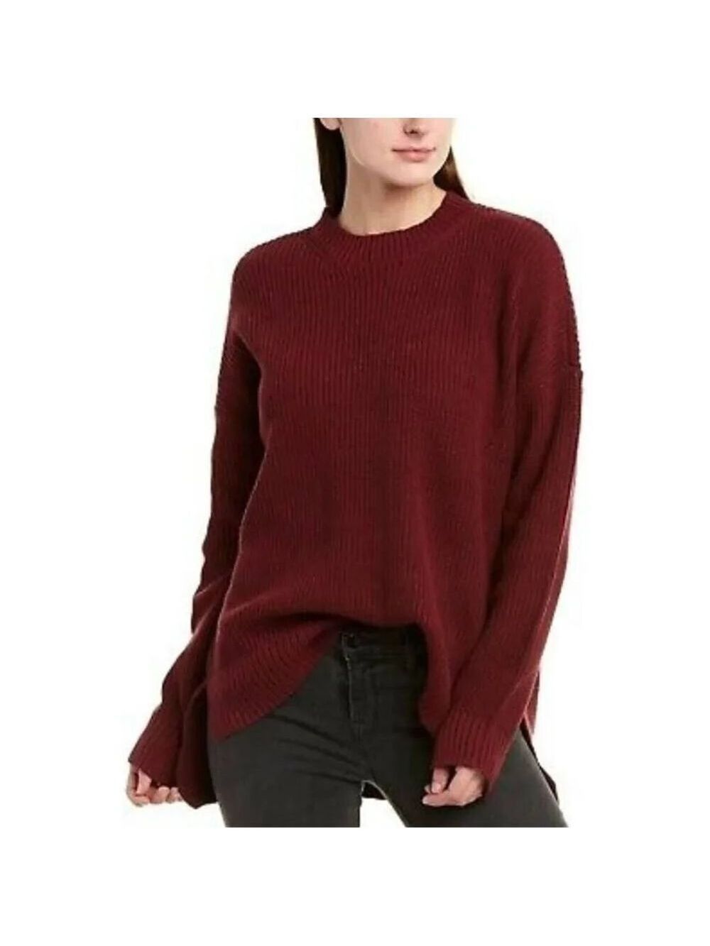 NWOT BCBGMAXAZRIA Womens Purple Oversized Crewneck Pullover Sweater Size Medium